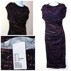 H&M FITTED DRESS KNEE LENGTH ROUND NECK FAUX WRAP SHORT SLEEVE SIZE SMALL